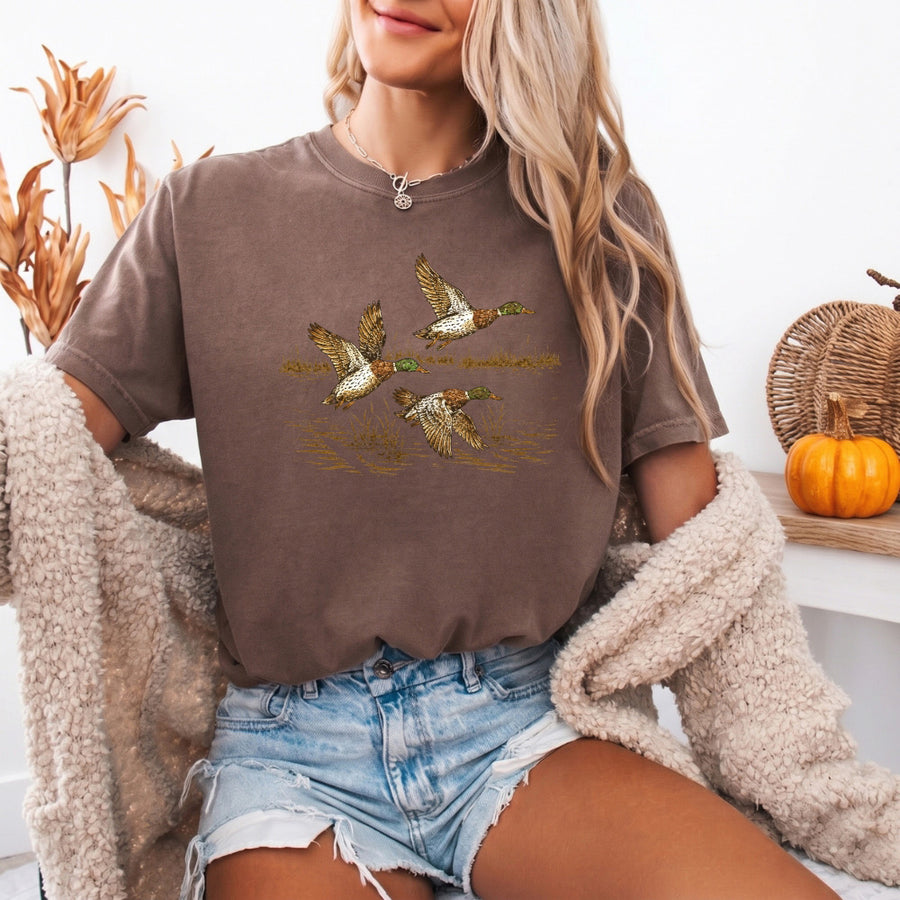 May include a Wild Mallard Ducks Comfort Colors T-Shirt featuring a nature-inspired mallard duck design, perfect for birdwatchers, duck lovers, wildlife fans, and outdoor enthusiasts.