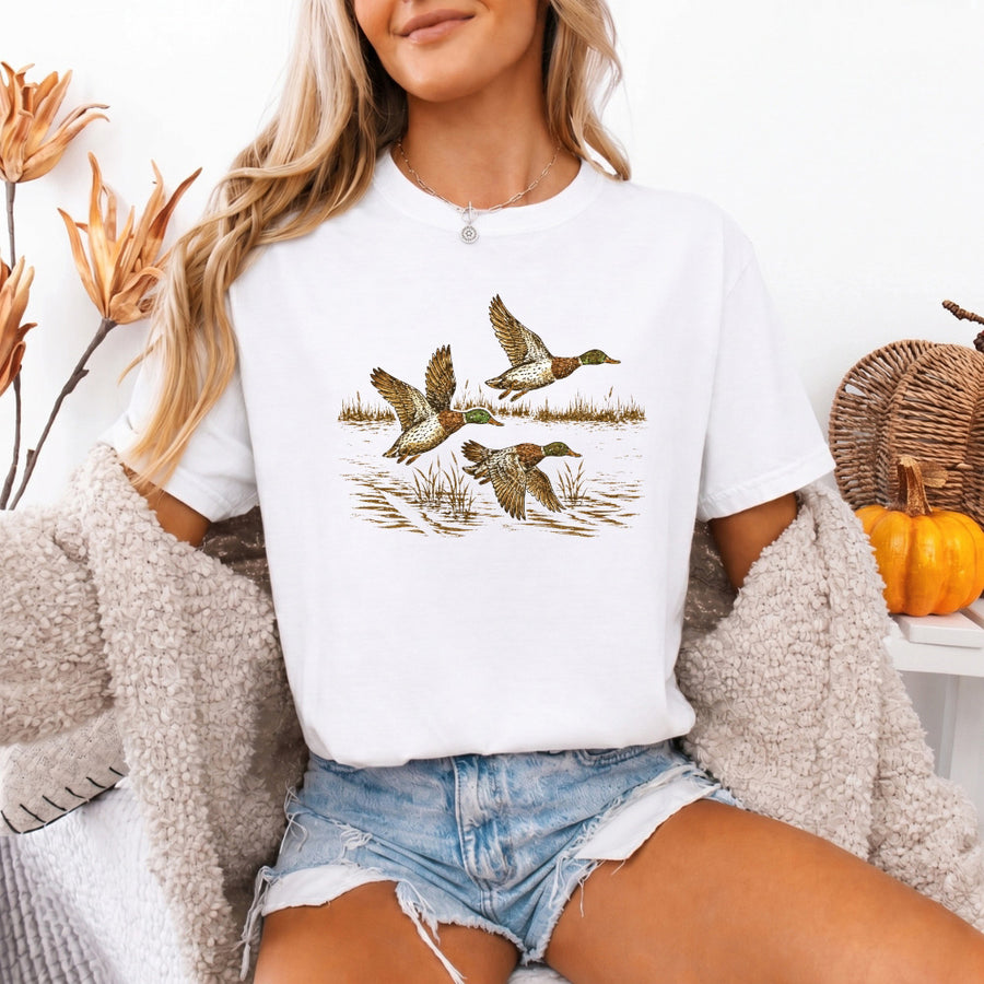 May include a Wild Mallard Ducks Comfort Colors T-Shirt featuring a nature-inspired mallard duck design, perfect for birdwatchers, duck lovers, wildlife fans, and outdoor enthusiasts.