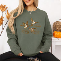May include Wild Mallard Ducks sweatshirt with mallard duck graphic, classic unisex crewneck, long sleeves, and soft fleece fabric