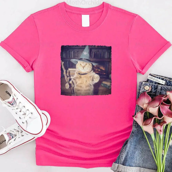 Wizard Cat Halloween Shirt – Funny Cat Meme Graphic Tee