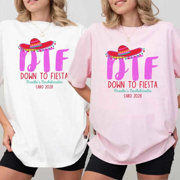 May include Mexico fiesta custom bridal bachelorette party T-shirts, vibrant celebratory design, tropical party vibe, bridal squad wearing matching themed outfits enjoying festive gathering!