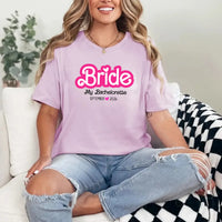 May include Lilac, a custom design for a Bachelorette Party T-Shirt, featuring personalized text and vibrant colors, ideal for bridal party shirts.