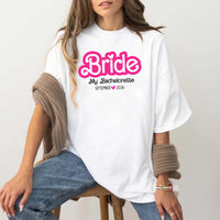May include White, a custom design for a Bachelorette Party T-Shirt, featuring personalized text and vibrant colors, ideal for bridal party shirts.
