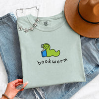 May include Bookworm Comfort Colors unisex t-shirt with book lover graphic, relaxed fit, and soft garment-dyed cotton
