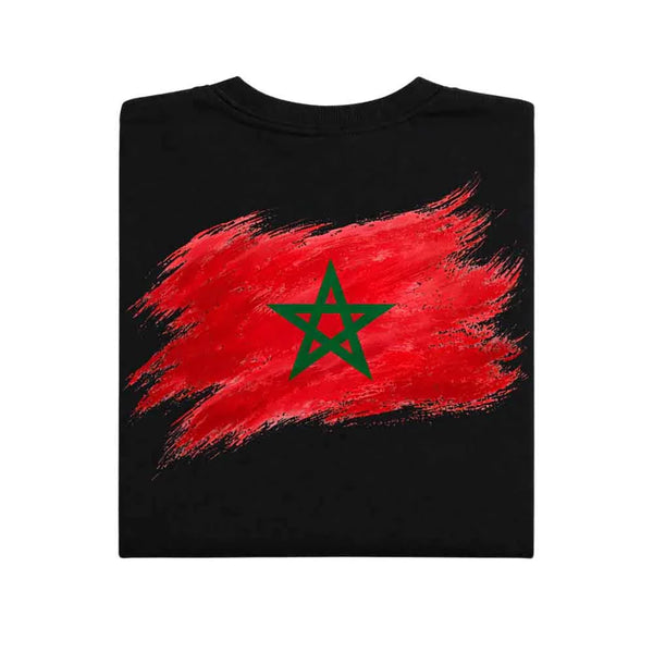 May include a person wearing a Black  Morocco 2026 World Cup "Countries" T-Shirt – Soccer Fan Graphic Tee featuring bold soccer countries graphic and relaxed fit.