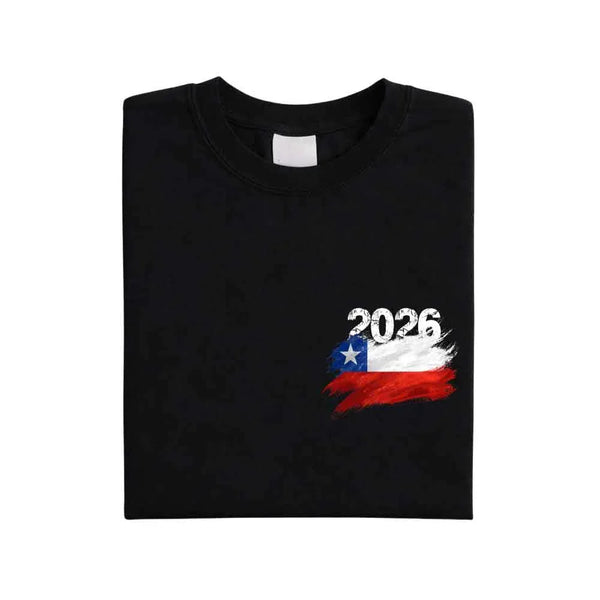 May include a person wearing a Black Chile 2026 World Cup "Countries" T-Shirt – Soccer Fan Graphic Tee featuring bold soccer countries graphic and relaxed fit.
