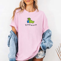 May include Bookworm Comfort Colors unisex t-shirt with book lover graphic, relaxed fit, and soft garment-dyed cotton