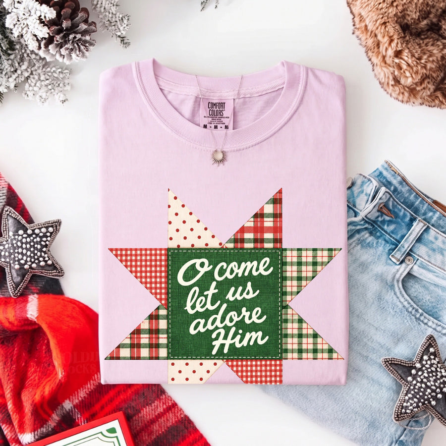 O Come Let Us Adore Him Comfort Colors Christmas T-Shirt