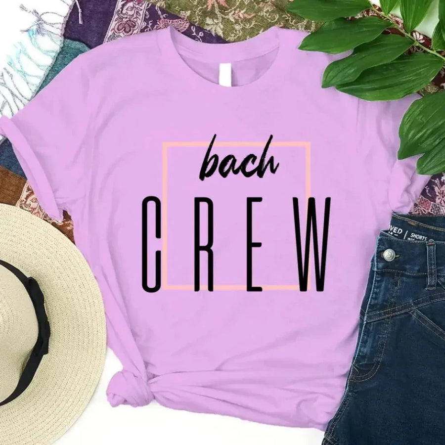 May include Lilac matching Bride & Crew Tees for bachelorette parties, designed for coordinated fun and photo moments.