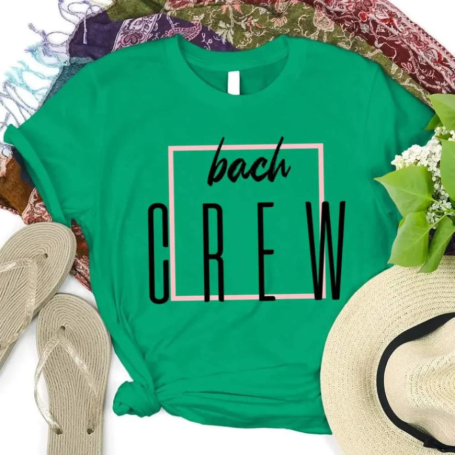 May include Green matching Bride & Crew Tees for bachelorette parties, designed for coordinated fun and photo moments.