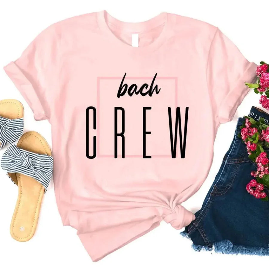 May include Pink matching Bride & Crew Tees for bachelorette parties, designed for coordinated fun and photo moments.