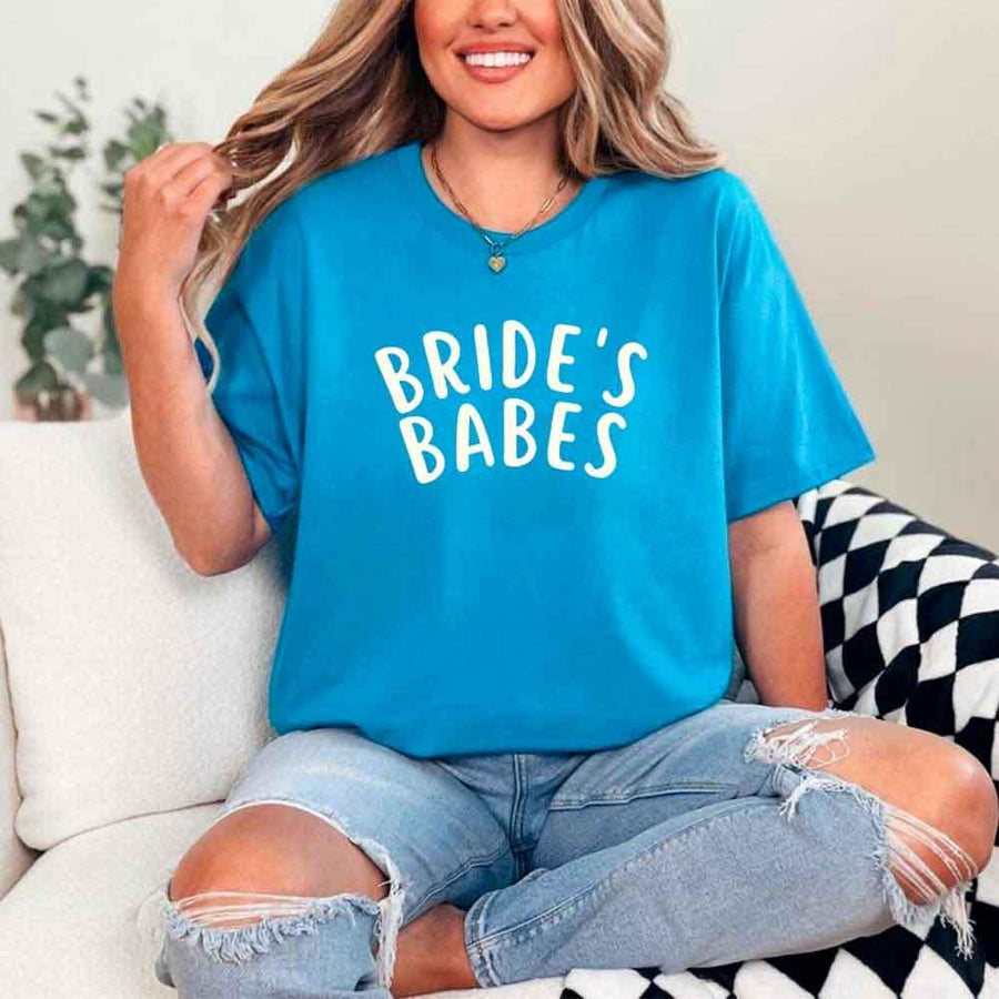 May include Sapphire Bride's Babes Tees for Bridesmaids, showcasing trendy designs perfect for bridal parties and wedding celebrations.