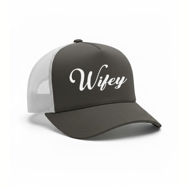 Embroidered Wifey Trucker Hat – Classic Mesh Cap for Wedding or Anniversary