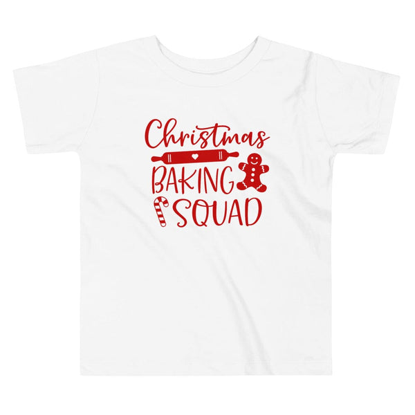 May include a festive holiday t-shirt featuring the phrase “Christmas Baking Squad,” styled with cheerful typography and baking-themed graphics such as cookies, rolling pins, or whisks. The design reflects a fun, team-spirited theme for families or friends who enjoy baking together during the Christmas season.