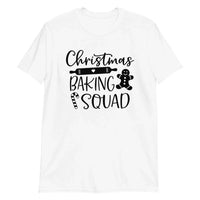 May include a festive holiday t-shirt featuring the phrase “Christmas Baking Squad,” styled with cheerful typography and baking-themed graphics such as cookies, rolling pins, or whisks. The design reflects a fun, team-spirited theme for families or friends who enjoy baking together during the Christmas season.