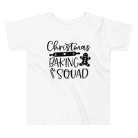 May include a festive holiday t-shirt featuring the phrase “Christmas Baking Squad,” styled with cheerful typography and baking-themed graphics such as cookies, rolling pins, or whisks. The design reflects a fun, team-spirited theme for families or friends who enjoy baking together during the Christmas season.