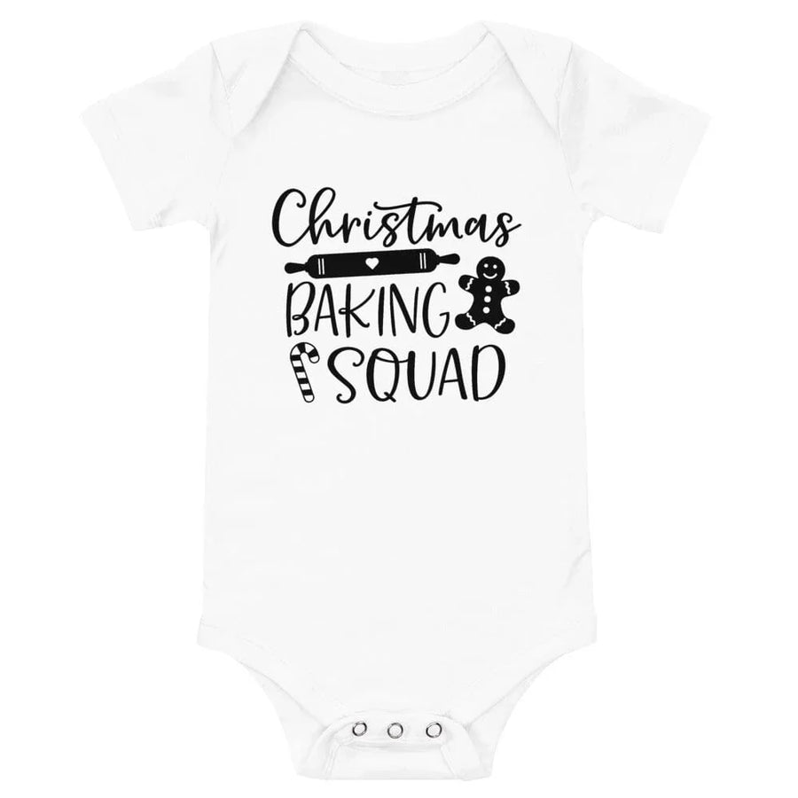 May include a festive holiday t-shirt featuring the phrase “Christmas Baking Squad,” styled with cheerful typography and baking-themed graphics such as cookies, rolling pins, or whisks. The design reflects a fun, team-spirited theme for families or friends who enjoy baking together during the Christmas season.