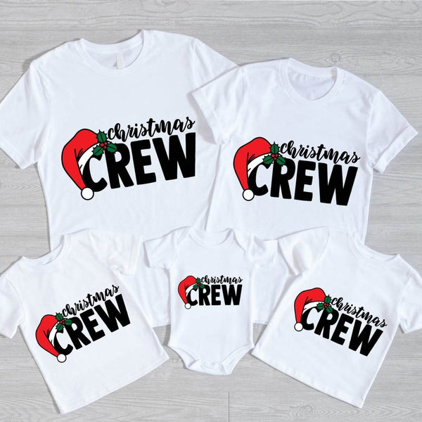 May include a Christmas Crew tee with a simple holiday print and soft fabric suitable for active wear.