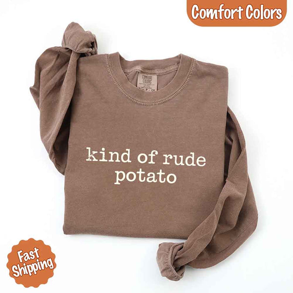 May include a pair of matching fall-themed couple longsleeve shirts from Comfort Colors featuring playful “Sweet Potato” and “Rude Potato” designs. The shirts are styled with humorous graphics or text in warm autumn tones, perfect for couples celebrating the season with a lighthearted touch.