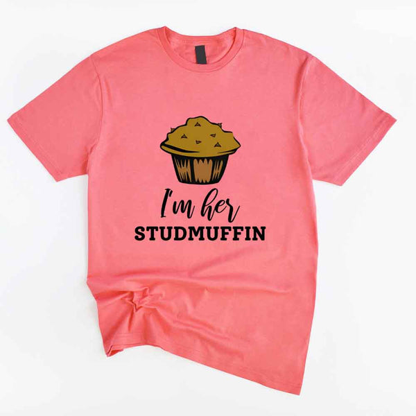 May include a cupcake-themed couple t-shirt with playful graphics symbolizing love and sweetness.