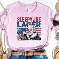 Sleepy Joe Lager 4th of July Shirt – Funny Biden Beer Tee for Independence Day lilac