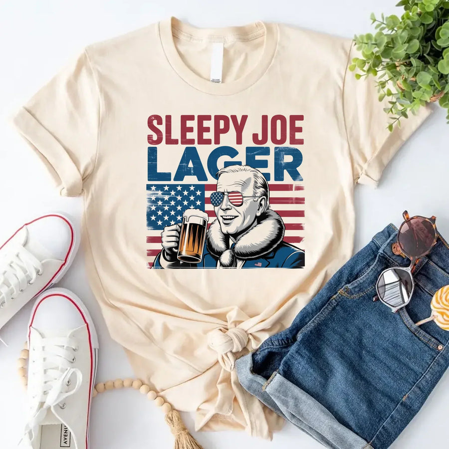 Sleepy Joe Lager 4th of July Shirt – Funny Biden Beer Tee for Independence Day
- softcream