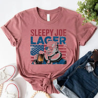 Sleepy Joe Lager 4th of July Shirt – Funny Biden Beer Tee for Independence Day MAUVE