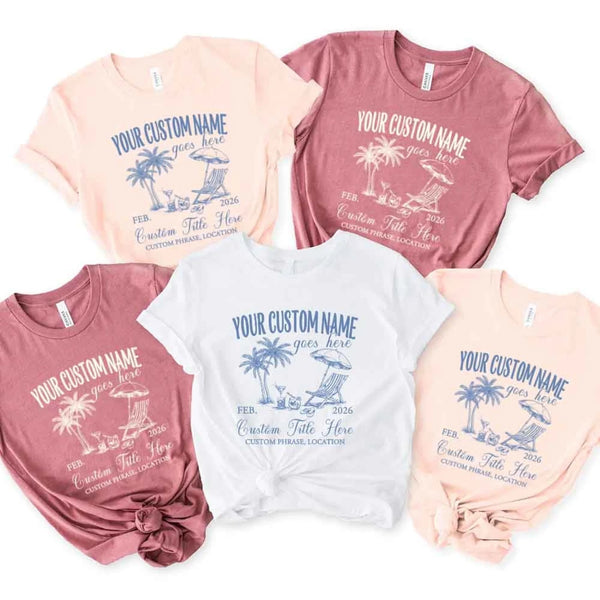 May include luxury bachelorette coastal beach cocktail T-shirts with “Social Club” custom name design, stylish bridal party wearing matching outfits, seaside celebration, elegant fun gathering vibe!