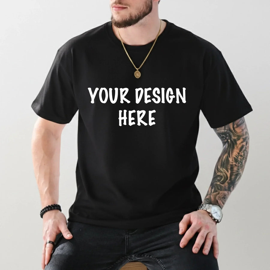 May include a blank unisex Gildan Softstyle short sleeve t-shirt in cotton fabric, ready for customization with printed or embroidered designs.