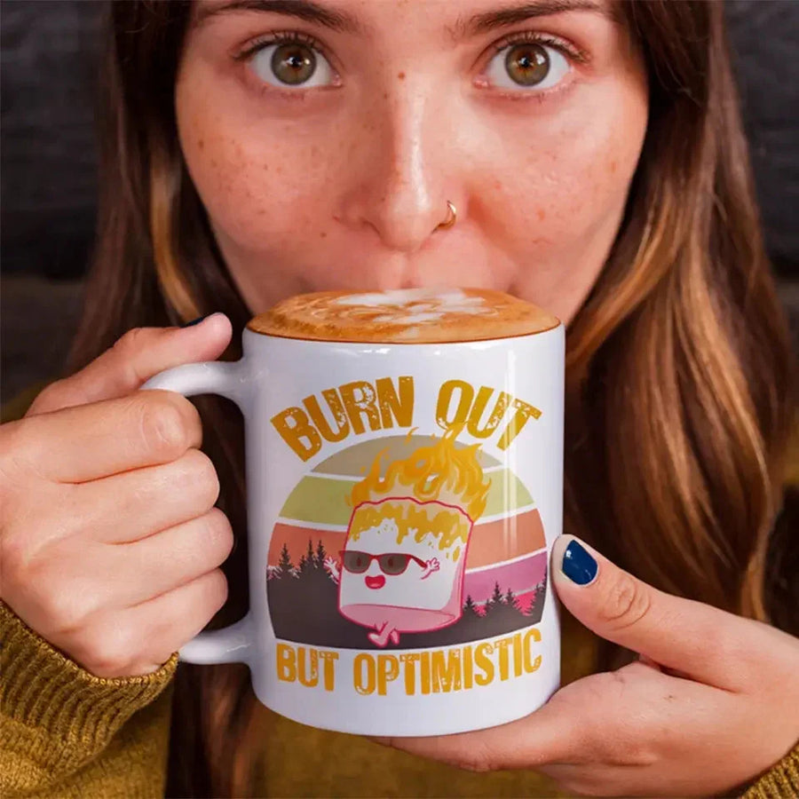 Customizer - Burn Out But Optimistic Marshmallow Burning Mug