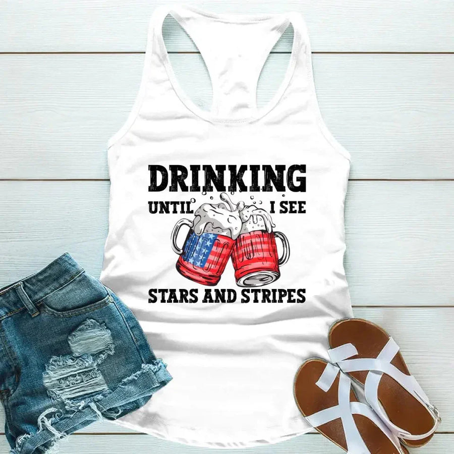Customizer - Drinking Until I See The Stars And Stripes 4th Of July Tank Top