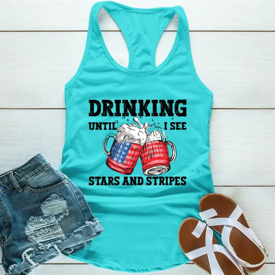 Customizer - Drinking Until I See The Stars And Stripes 4th Of July Tank Top
