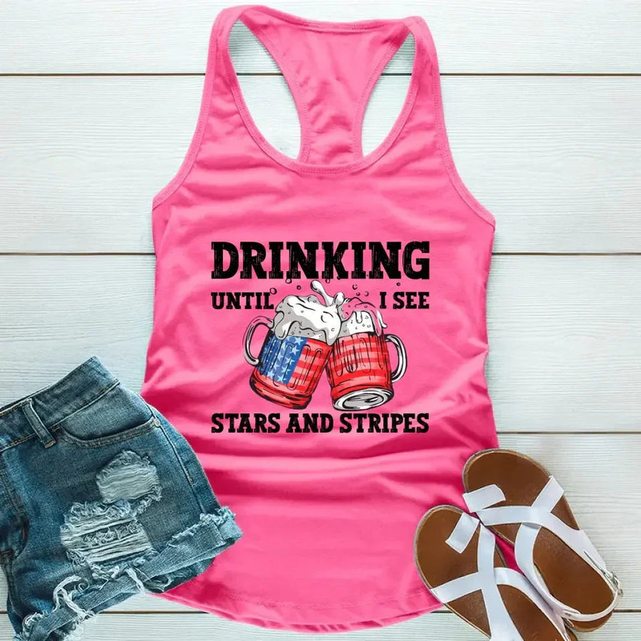 Customizer - Drinking Until I See The Stars And Stripes 4th Of July Tank Top