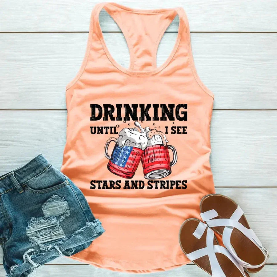 Customizer - Drinking Until I See The Stars And Stripes 4th Of July Tank Top