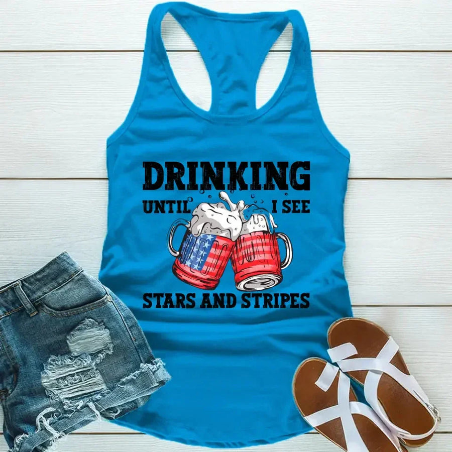 Customizer - Drinking Until I See The Stars And Stripes 4th Of July Tank Top
