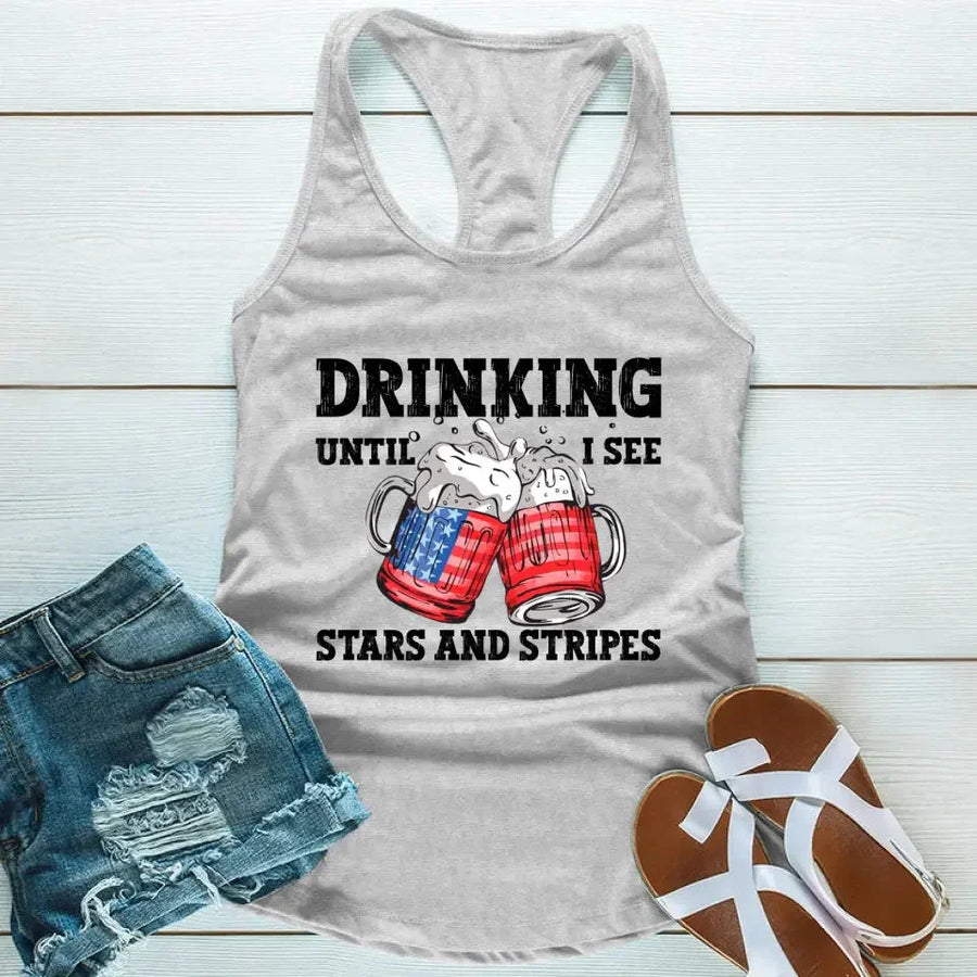 Customizer - Drinking Until I See The Stars And Stripes 4th Of July Tank Top