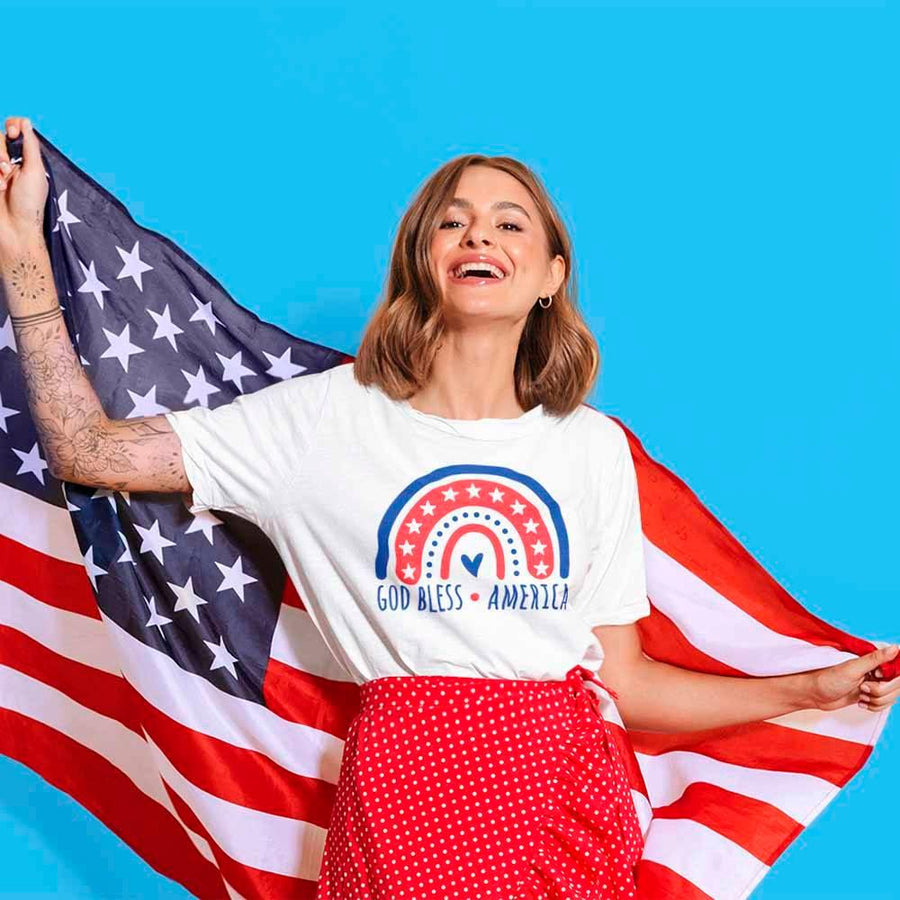 Customizer - God Bless America Rainbow 4th Of July T-shirt