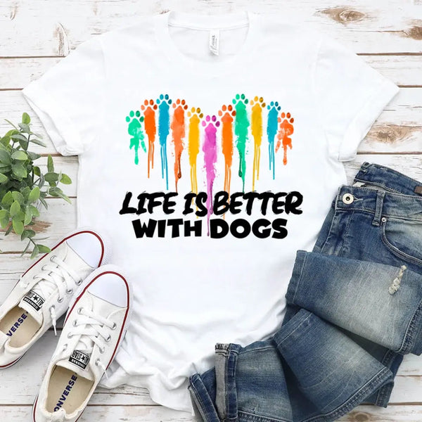 Customizer - Life Is Better With Dogs For Dog Lovers Unisex Tee
