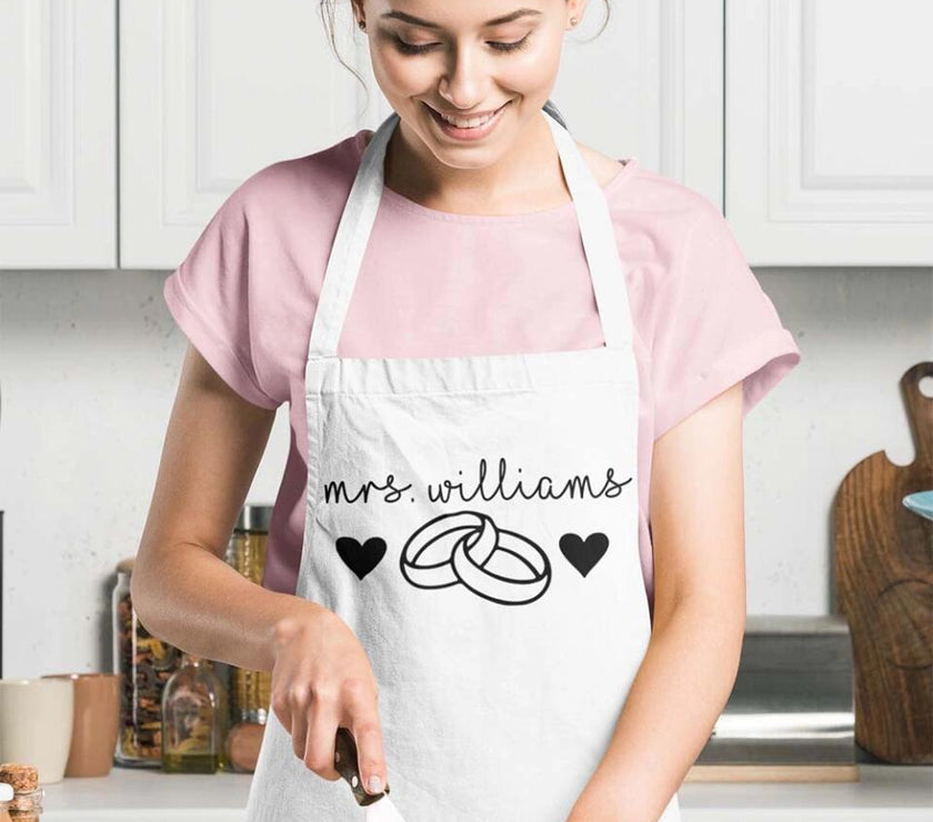 Customizer - Mrs Personalized With Rings Apron