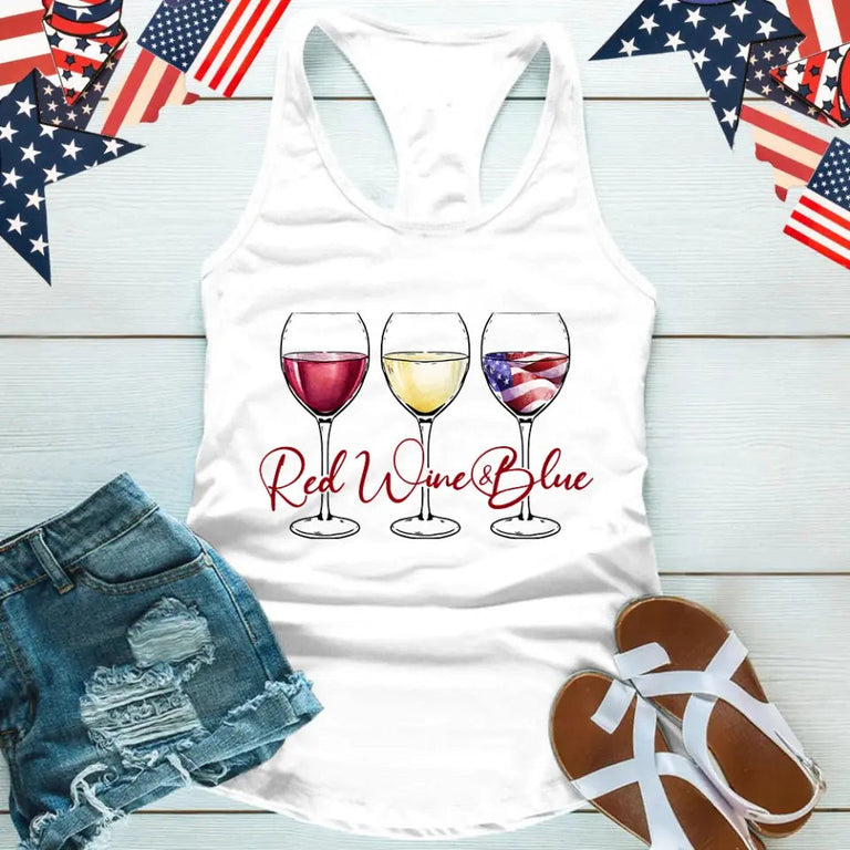 Customizer - Red Wine And Blue 4th Of July Festive Tank Top