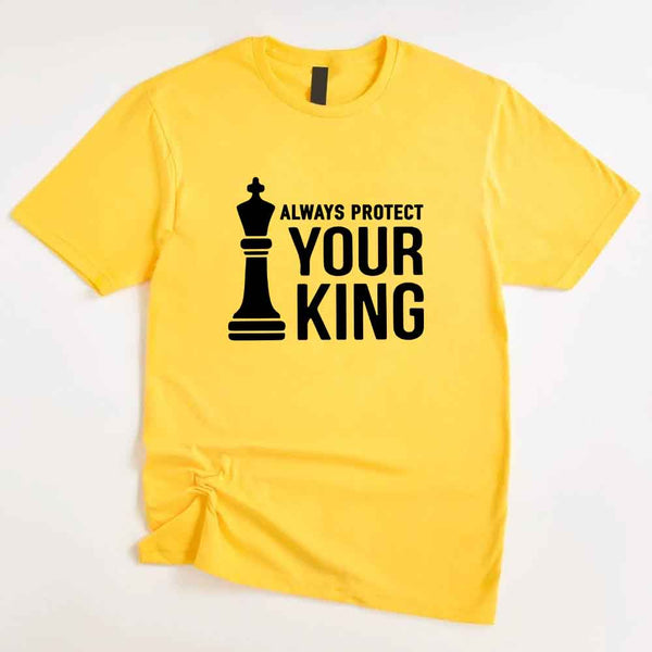 May include matching Chess Royalty Queen and King couple T-shirts in black with chess-inspired graphic designs