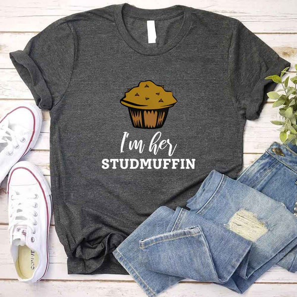 May include a cupcake-themed couple t-shirt with playful graphics symbolizing love and sweetness.