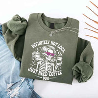 May include a women’s long sleeve shirt with the phrase “Definitely Not Loca” printed on the front in a casual, stylish design.
