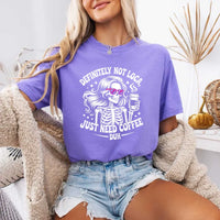 May include a short sleeve graphic tee featuring the phrase “Definitely Not Loca”  on a casual unisex shirt.