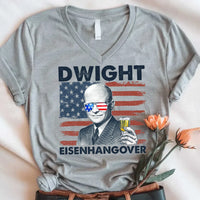 Dwight Eisenhangover Vintage V-Neck Unisex T-Shirt grey