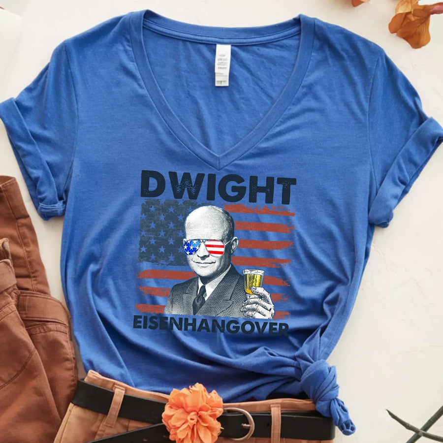 Dwight Eisenhangover Vintage V-Neck Unisex T-Shirt royalblue