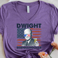 Dwight Eisenhangover Vintage V-Neck Unisex T-Shirt Heather Purple