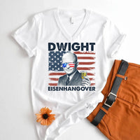 Dwight Eisenhangover Vintage V-Neck Unisex T-Shirt white