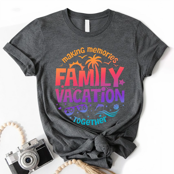 May include family wearing matching Family Vacation 2026 shirts for parents, kids, and babies, ideal for trips or photos.