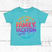 May include child wearing Family Vacation 2026 kids shirt as part of matching family outfits, ideal for trips or photos.